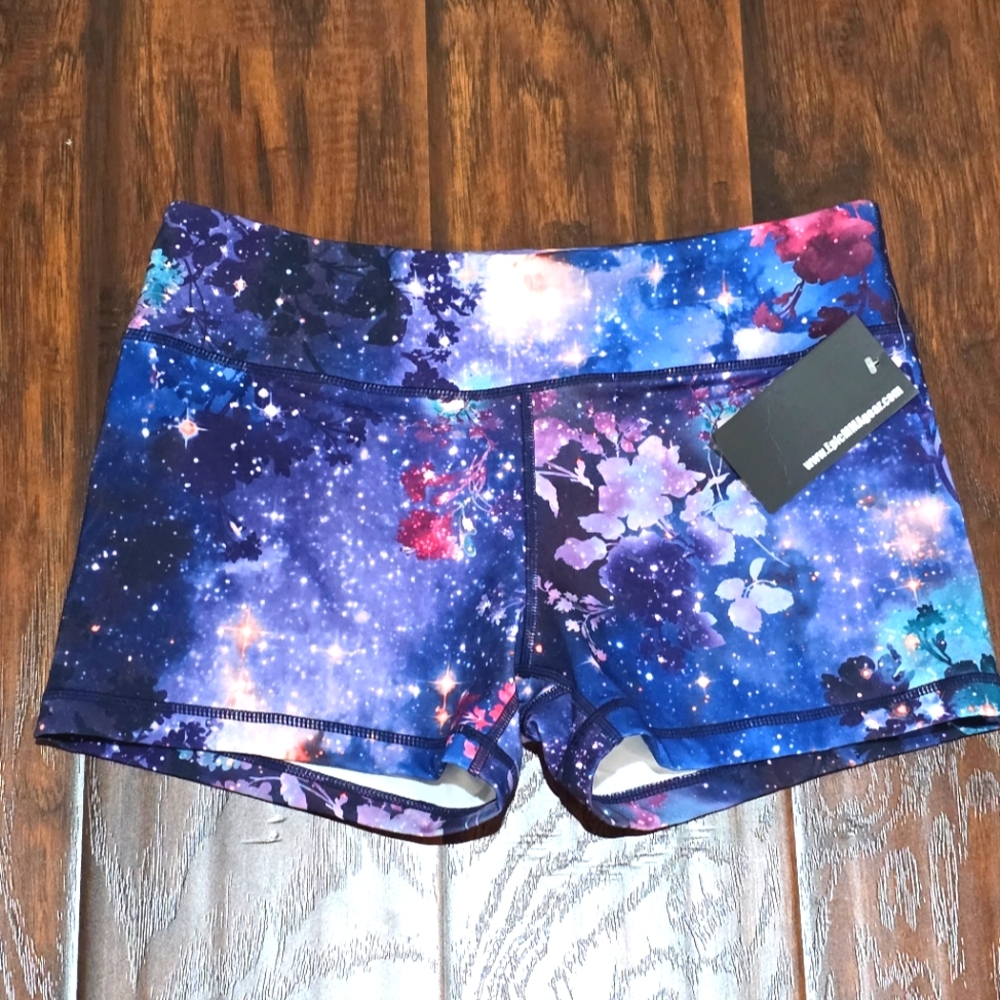 NWT Epic MMA Gear Yoga Stretch Booty Shorts Fantasy Blue